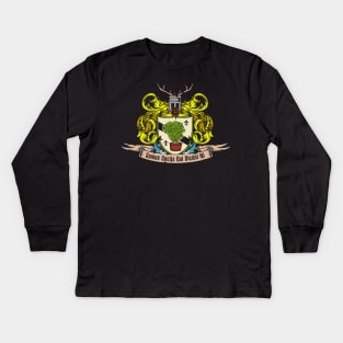 Shrubbery Crest (Black Print) Kids Long Sleeve T-Shirt